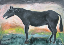 Black-Horse-24.5x34.5-Acrylic-on-Paper-2017
