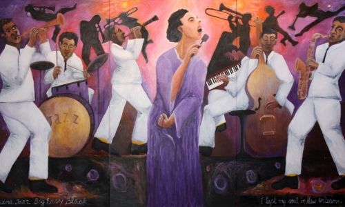 Jazz! Big Easy Black I Left My Soul In New_Orleans, Triptych Acrylic on Canvas ,2017   85 x 156"