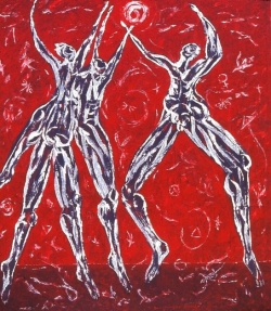 Sun Games,  bas relief on canvas, 1995, 96X86"