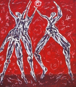 Sun Games,  bas relief on canvas, 1995, 96X86"