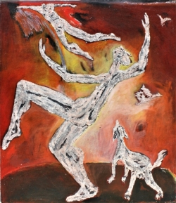 Catch That Flying Man Symbols_and_Allegories_Bas_Relief_on_Canvas_1998_48X42