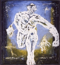 Chasqui,  bas-relief-on canvas-1998, 27x25"