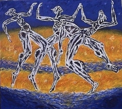 Night Bathers II,  bas-relief on  canvas,  86 x 96"