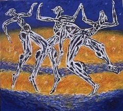 Night Bathers II,  bas-relief on  canvas,  86 x 96"